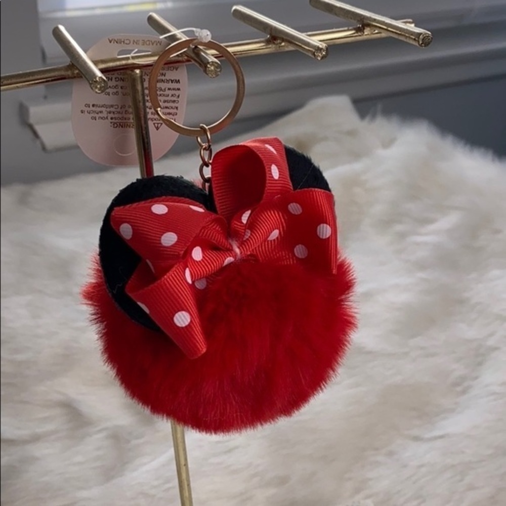Mouse Ear Detailed Pom Pom Key Chain